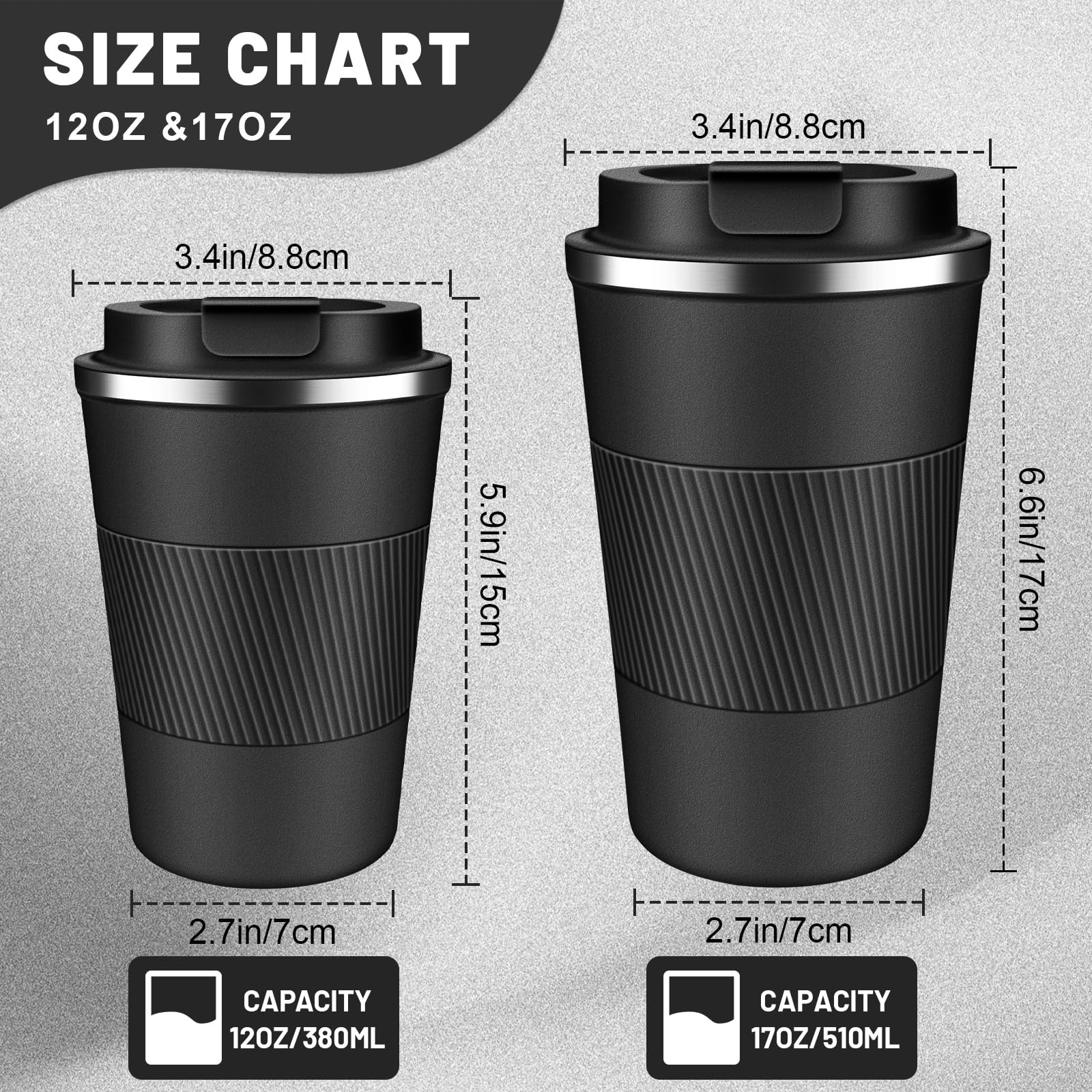 DUBUXW 17oz insulated tumbler with flip lid preserves cold drinks on trips.