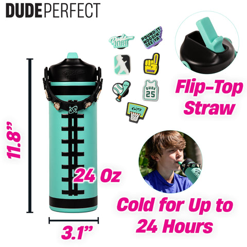 Leak-proof flex straw lid in action for mess-free sipping on the go.