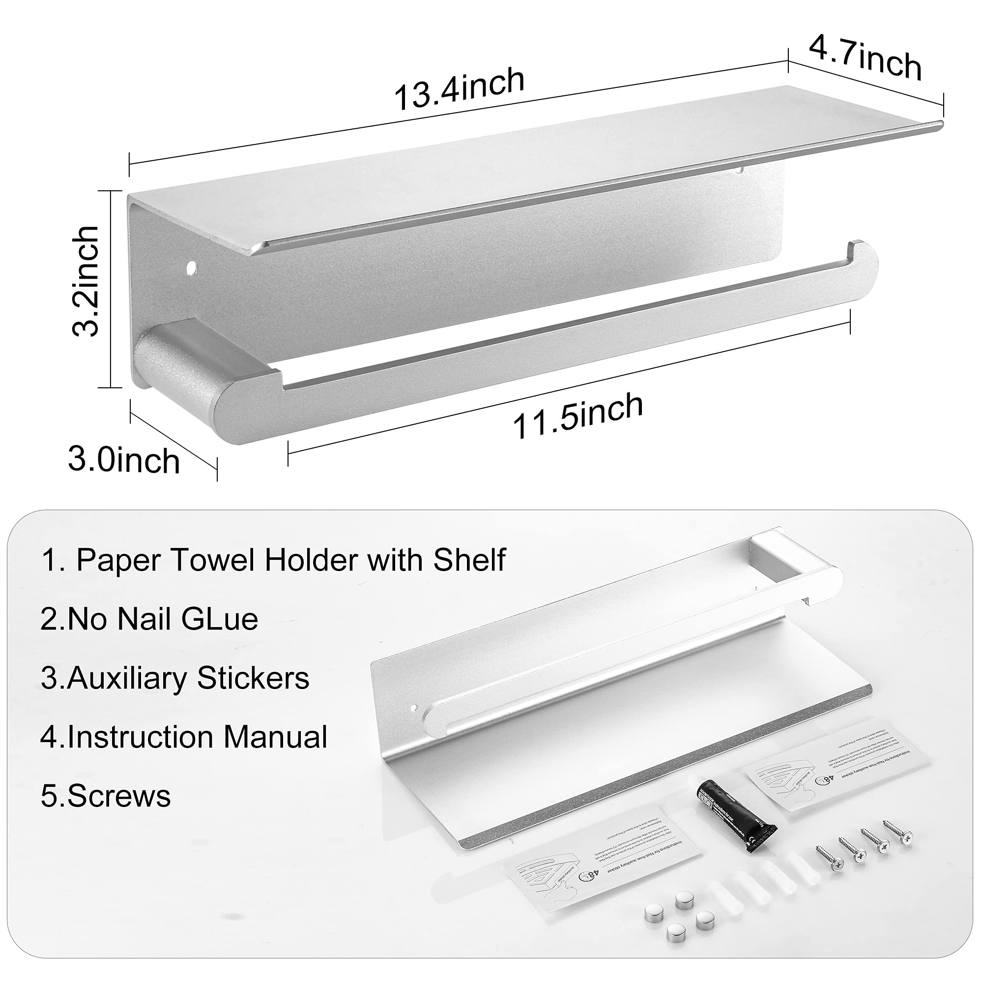 DUFU no-drill adhesive mount on tile wall, quick setup.