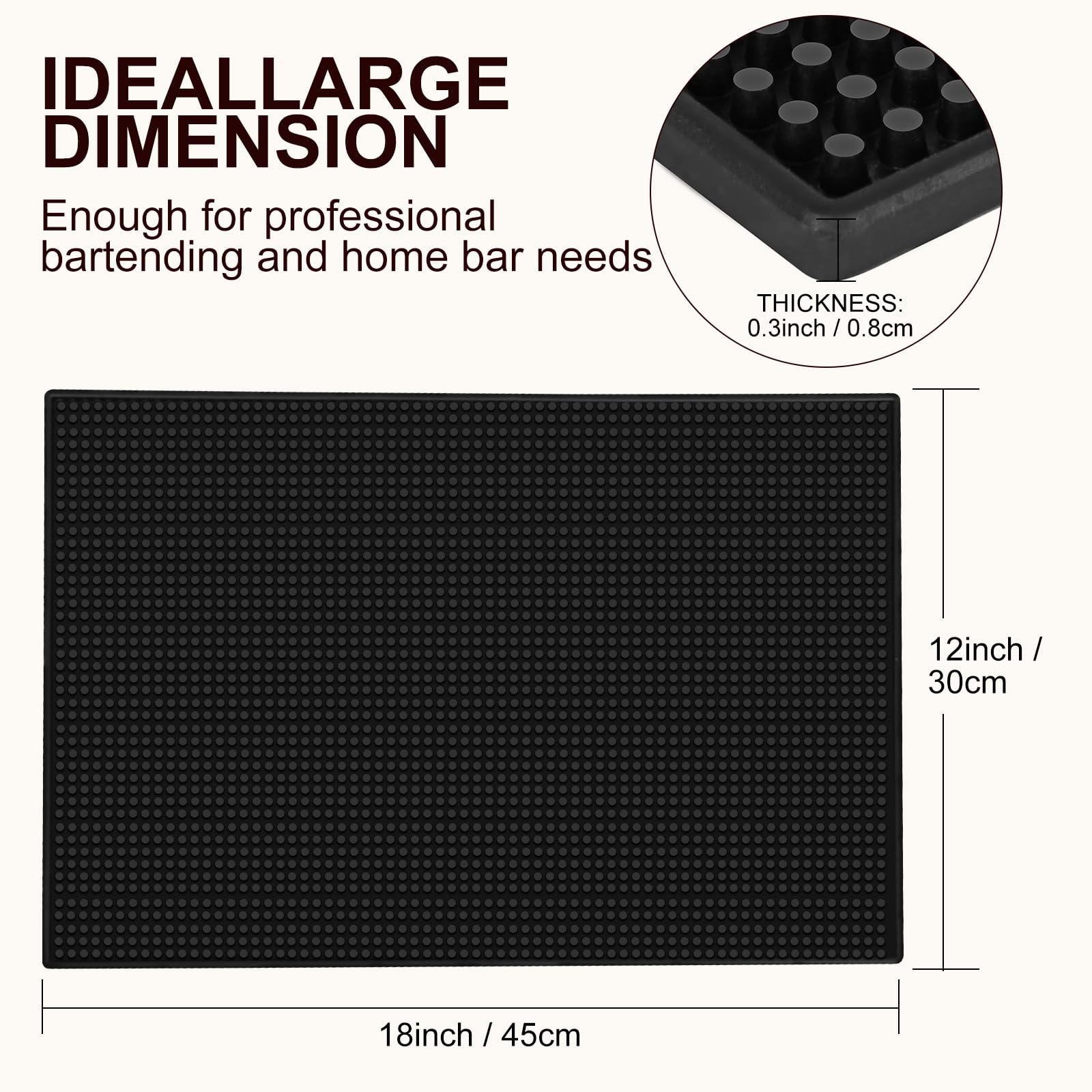 DUIBAOCHUN bar mat non-slip stays flat for safe mixing
