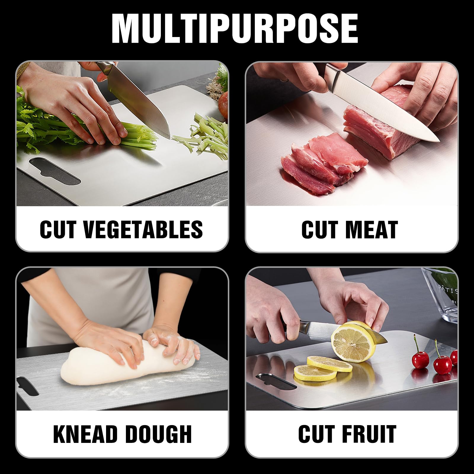 Dujoju titanium cutting board dishwasher safe for quick cleanup.