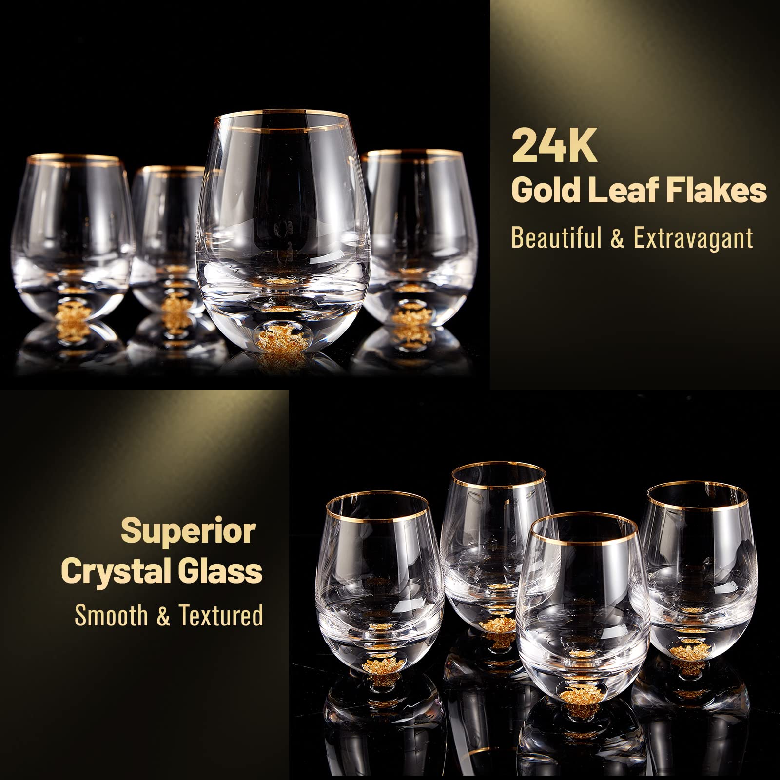 DUJUST gold-foil-base crystal wine glass delivers a stable, premium feel.