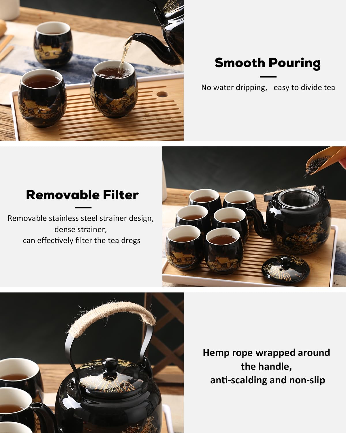 DUJUST tea tray keeps serving tidy and elegant.