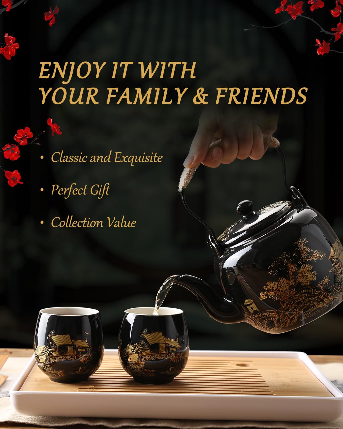 DUJUST Japanese tea set teacups for intimate tea moments.