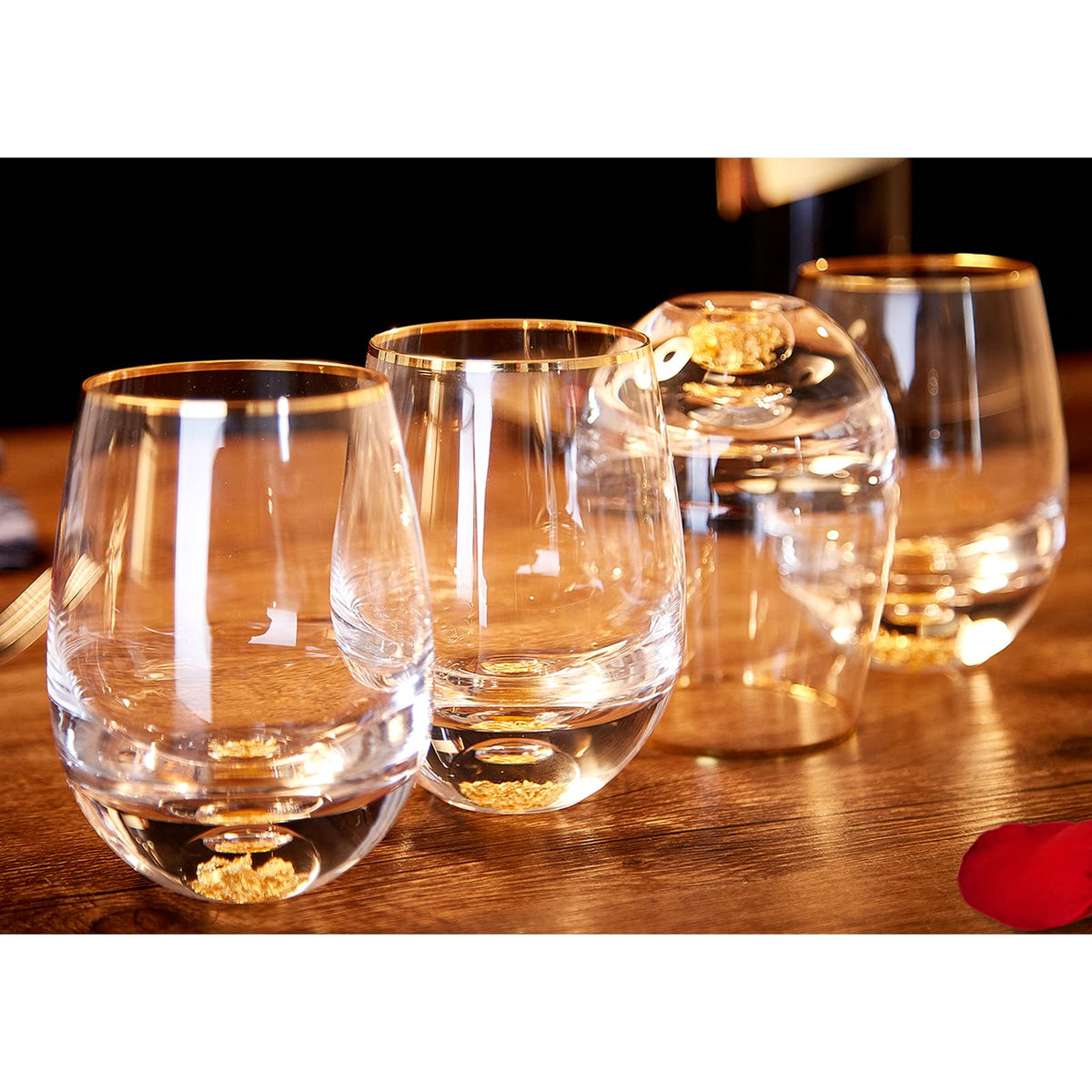 DUJUST stemless wine glasses 14oz—set of four for elegant gatherings and everyday sipping.