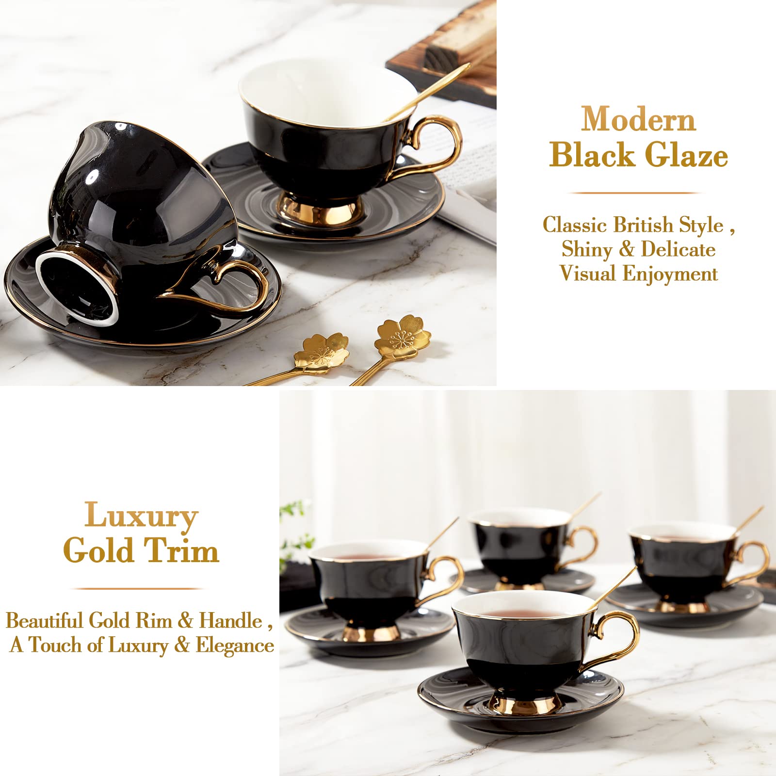 DUJUST tea set on a metal stand for easy serving and display.