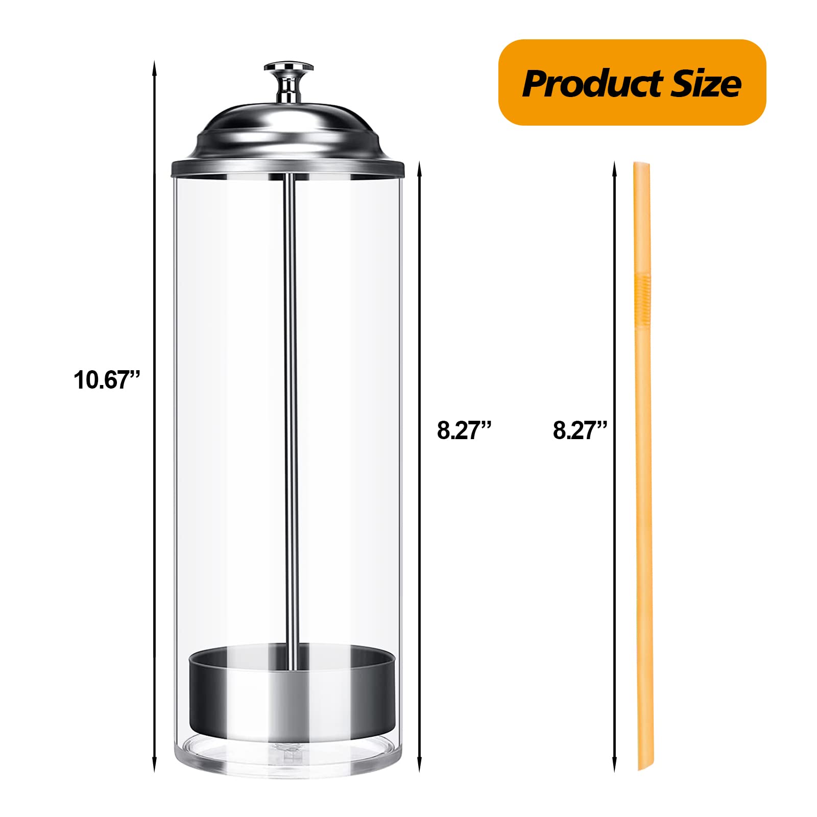 Retro Dukars straw dispenser with chrome lid adds vintage charm to any bar.