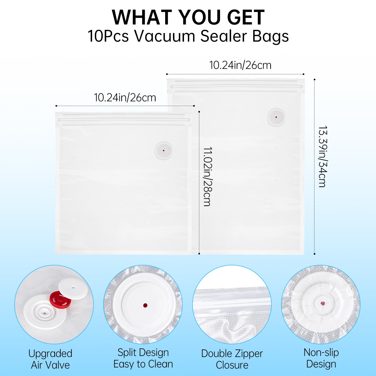 Dukrouk vacuum bags double-zipper close-up for reliability.