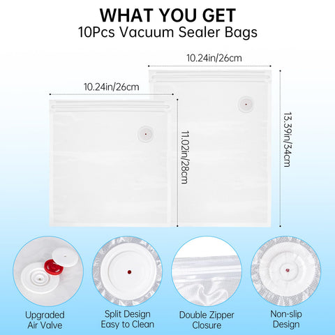 Dukrouk vacuum bags double-zipper close-up for reliability.