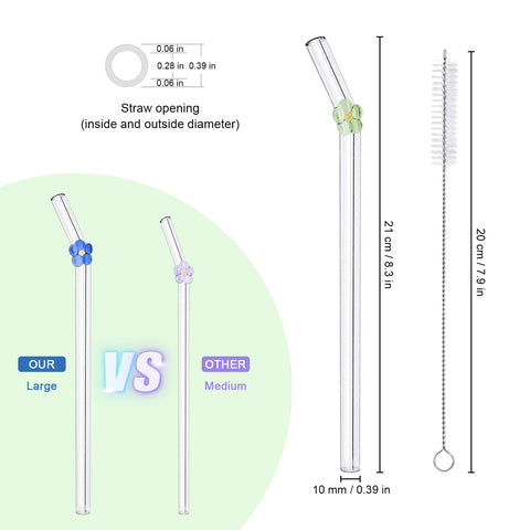 DUMING-IN glass straw with flower charms adds style to beverages