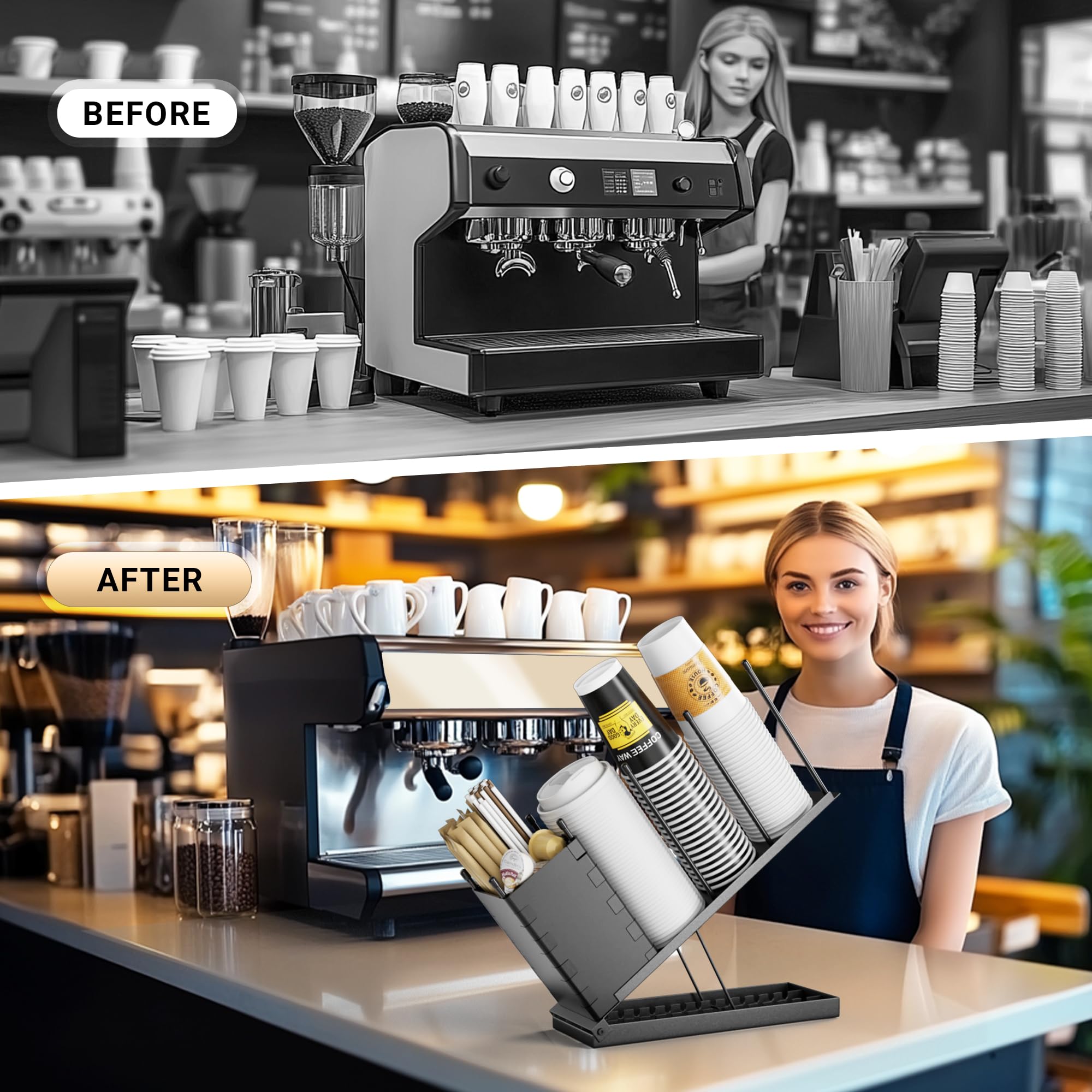Dunatou straw dispenser keeps drinks organized at a busy counter