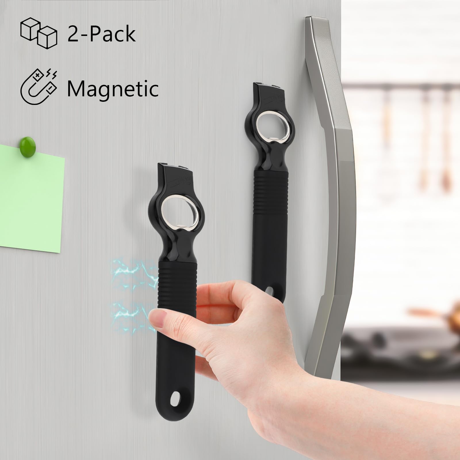 DUNLAGUE bottle opener with built-in magnet on fridge for quick access