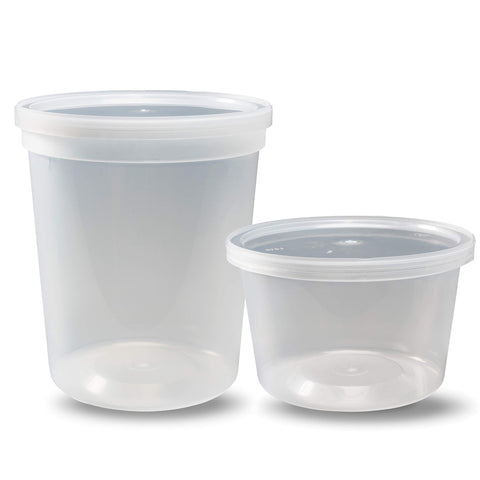 DuraHome Deli 32oz clear container with airtight lid, great for bulk store and sauces