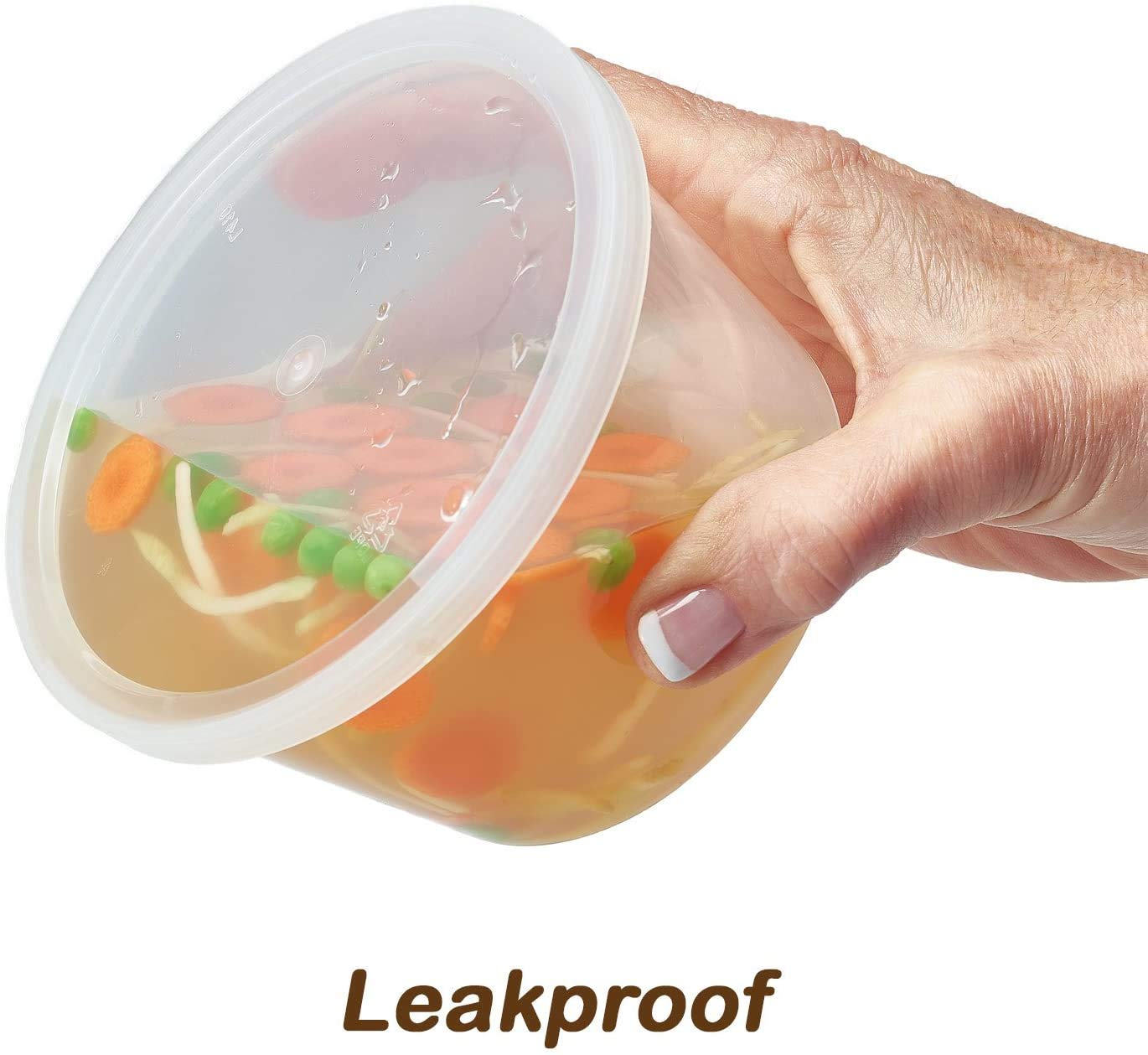 DuraHome microwave-safe, freezer-safe, and dishwasher-safe 16 oz containers for versatile use.