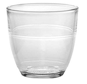 Six-pack Duralex glasses highlighting durable tempered glass.