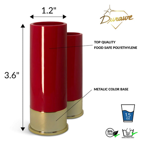 Durawe polyethylene bullet shot glasses designed for lightweight, durable use.
