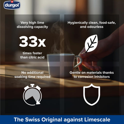 Durgol Swiss Espresso after descaling showing clean machine surfaces.