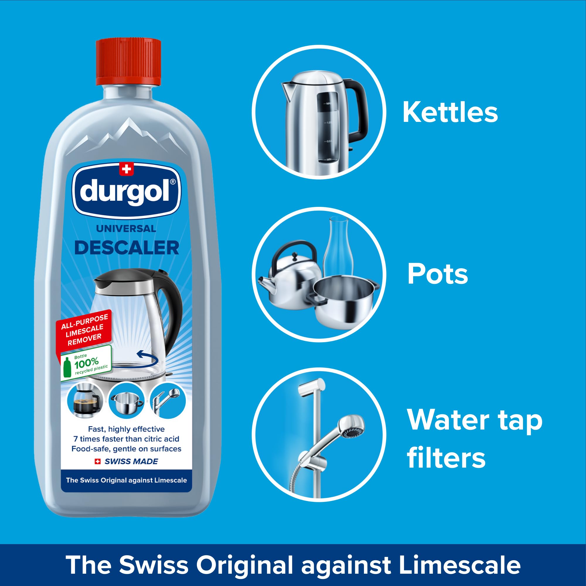 Kettle being descaled with Durgol Universal to restore heat efficiency.