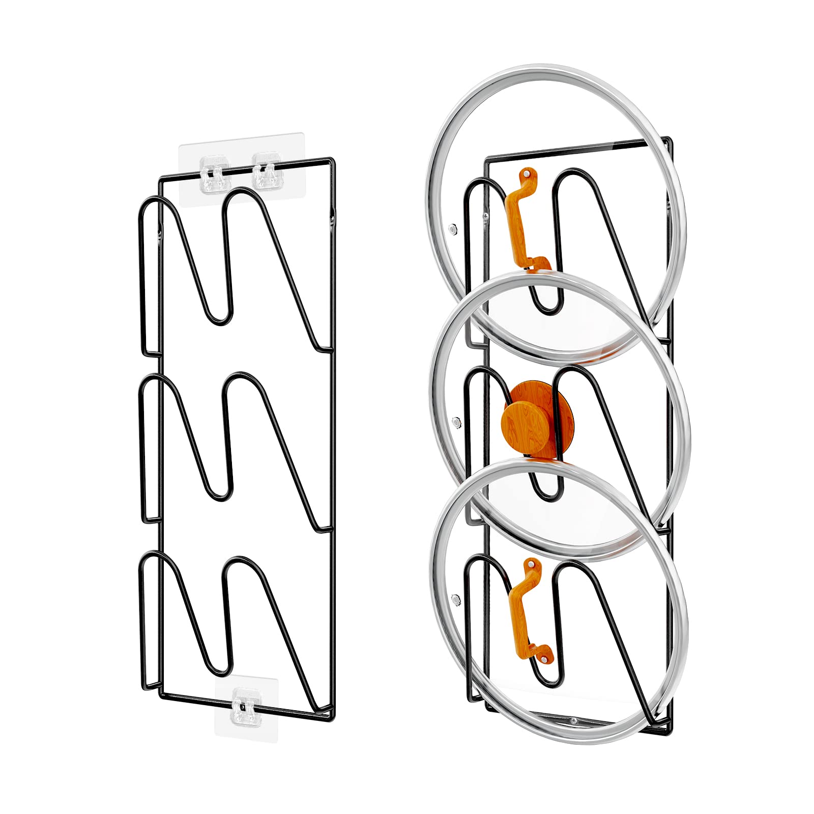 Durmmur pot lid organizer rack 6-tier keeps lids neatly arranged for easy access.