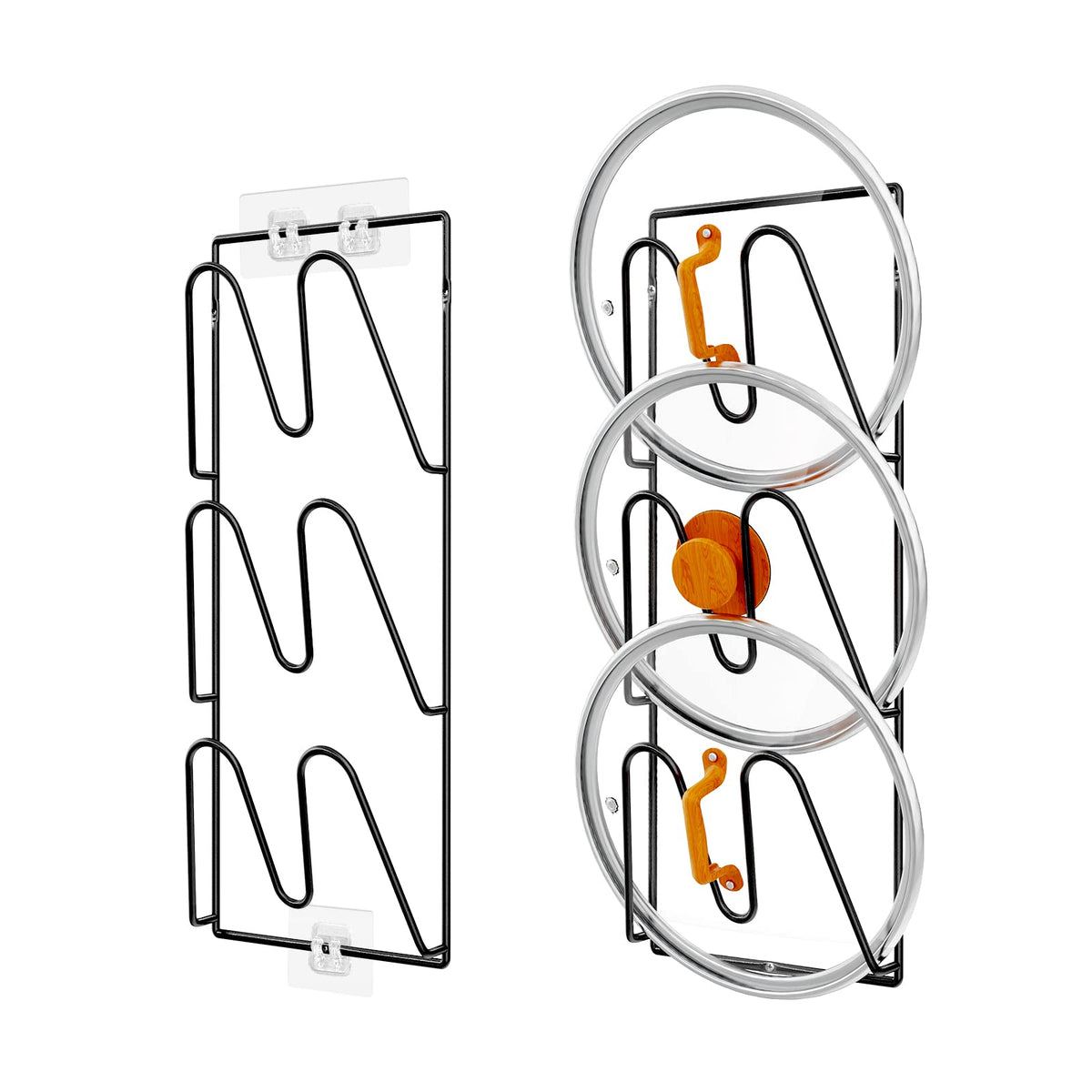 Durmmur pot lid organizer rack 6-tier keeps lids neatly arranged for easy access.