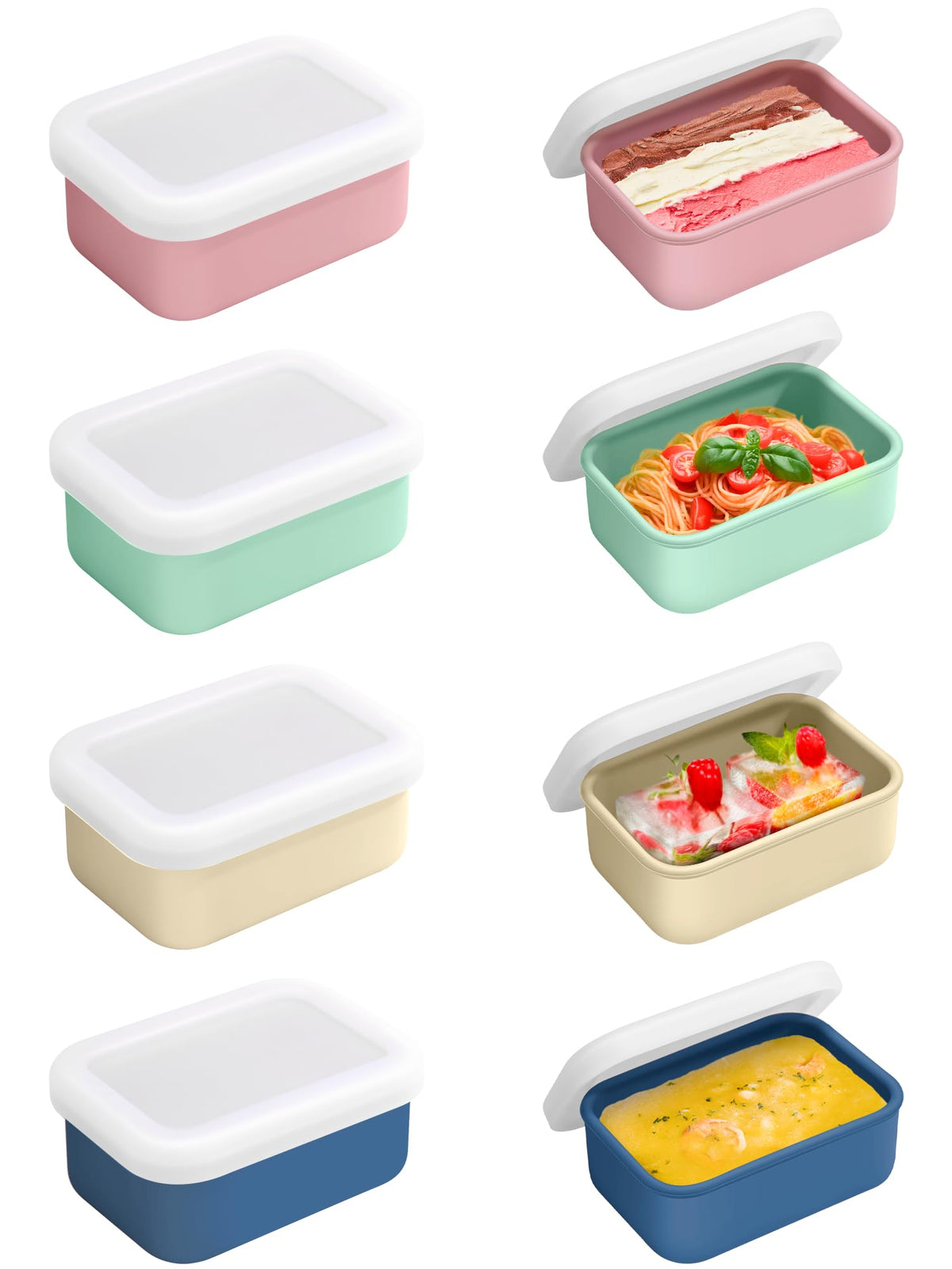 Duseu 8-piece 1-cup silicone freezer molds with lid for precise portions.