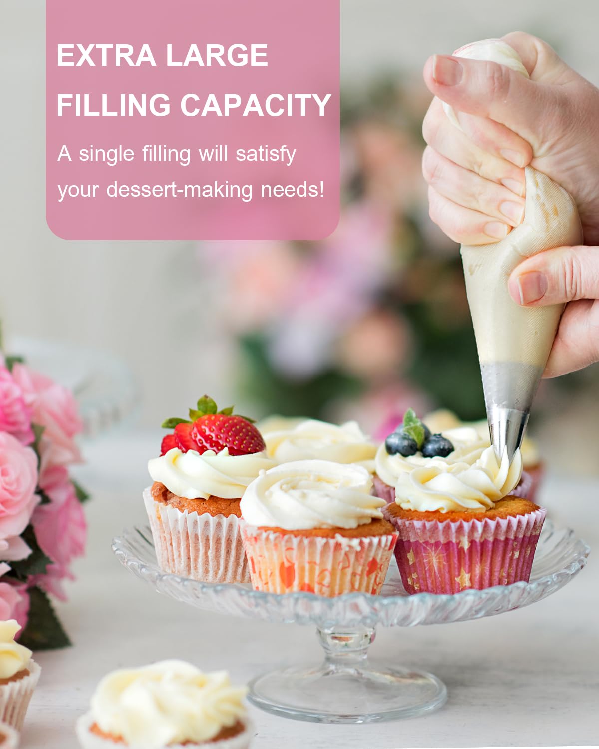 Duskeep thickened HDPE piping bags resist leaks during thick frosting applications