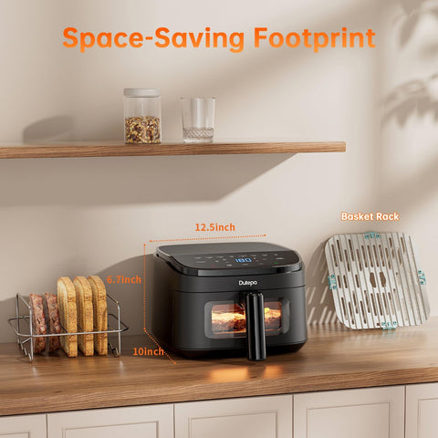 Dutepa air fryer reduces oil usage for lighter meals and crisp texture.