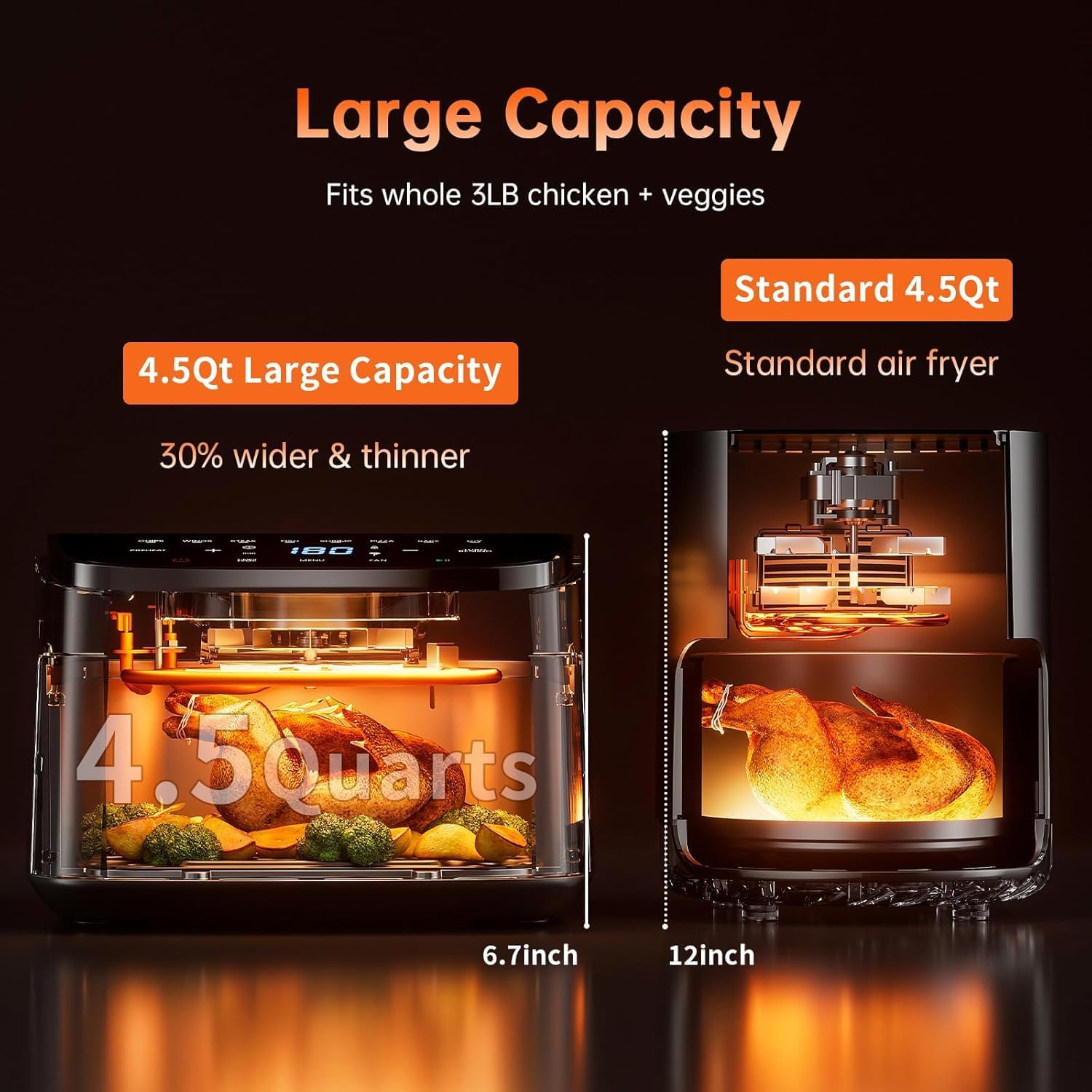 Dutepa air fryer smart touch with viewing window for real-time monitoring.