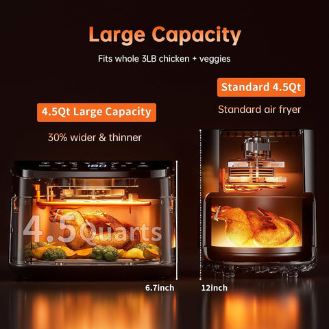 Dutepa air fryer smart touch with viewing window for real-time monitoring.