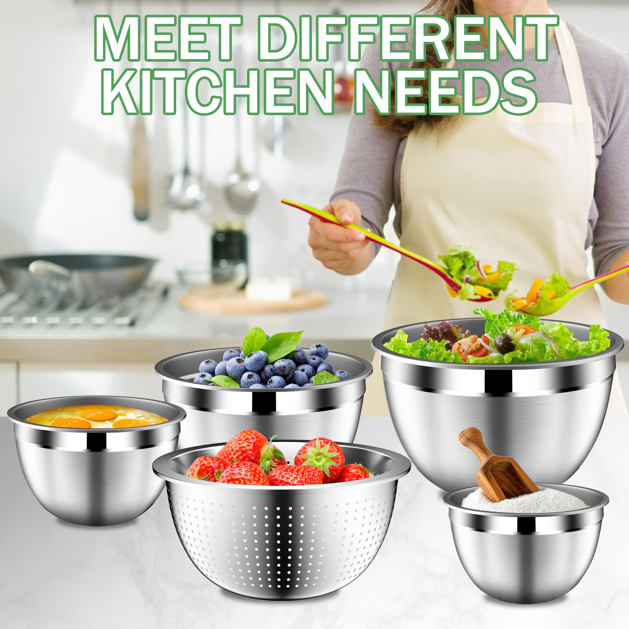 DUTZUN mixing bowls in kitchen use illustrating versatile meal prep.