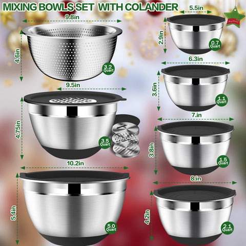 DUTZUN stainless steel nesting bowls with colander save space.