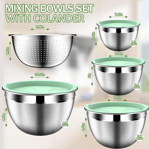 DUTZUN mixing bowls with colander for easy draining during meal prep