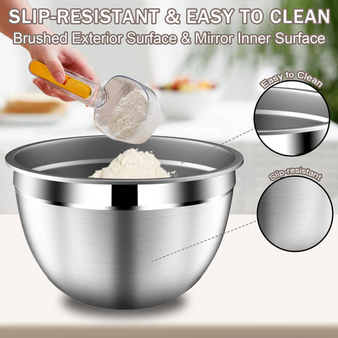 DUTZUN stainless bowls for easy cleanup, dishwasher-safe for convenience.