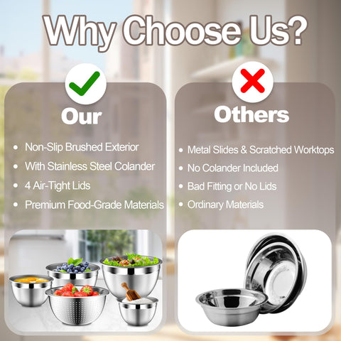 DUTZUN stainless steel colander with bowls, quick draining for pasta and vegetables.