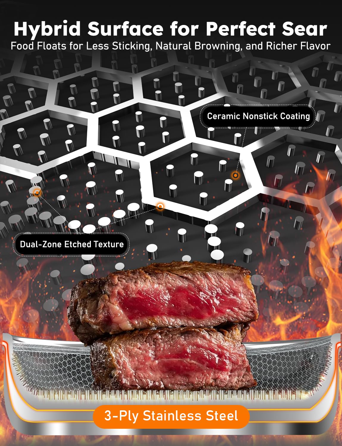 DUXANO 2-layer diamond ceramic coating resists scratches during cooking.