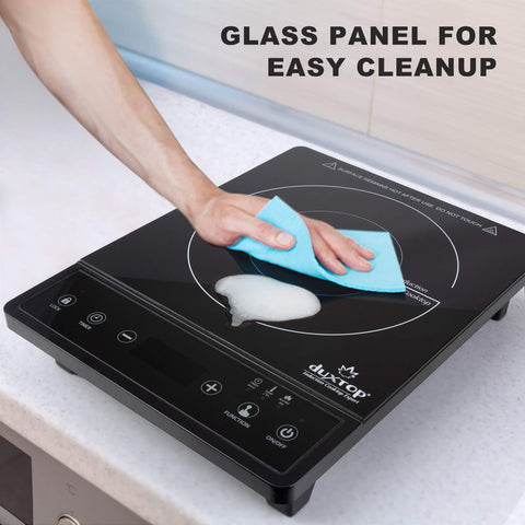 Duxtop auto-pan detection protects cookware and prevents unsafe operation.