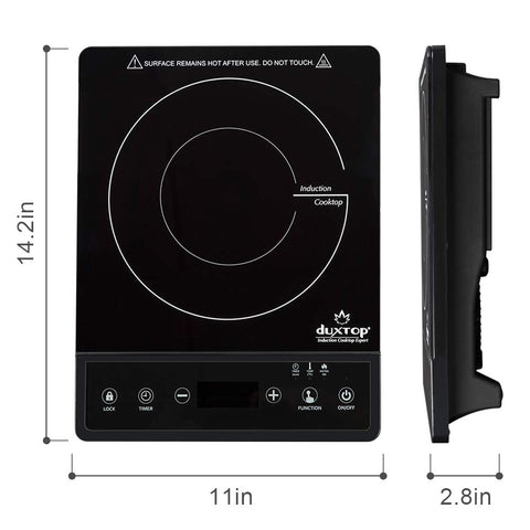 Duxtop induction cooktop with cookware compatibility ensures effective heating.