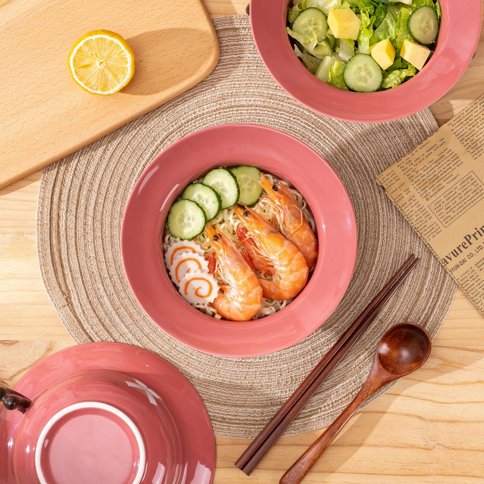 DVJEPJ wooden spoon for easy serving with ramen bowl