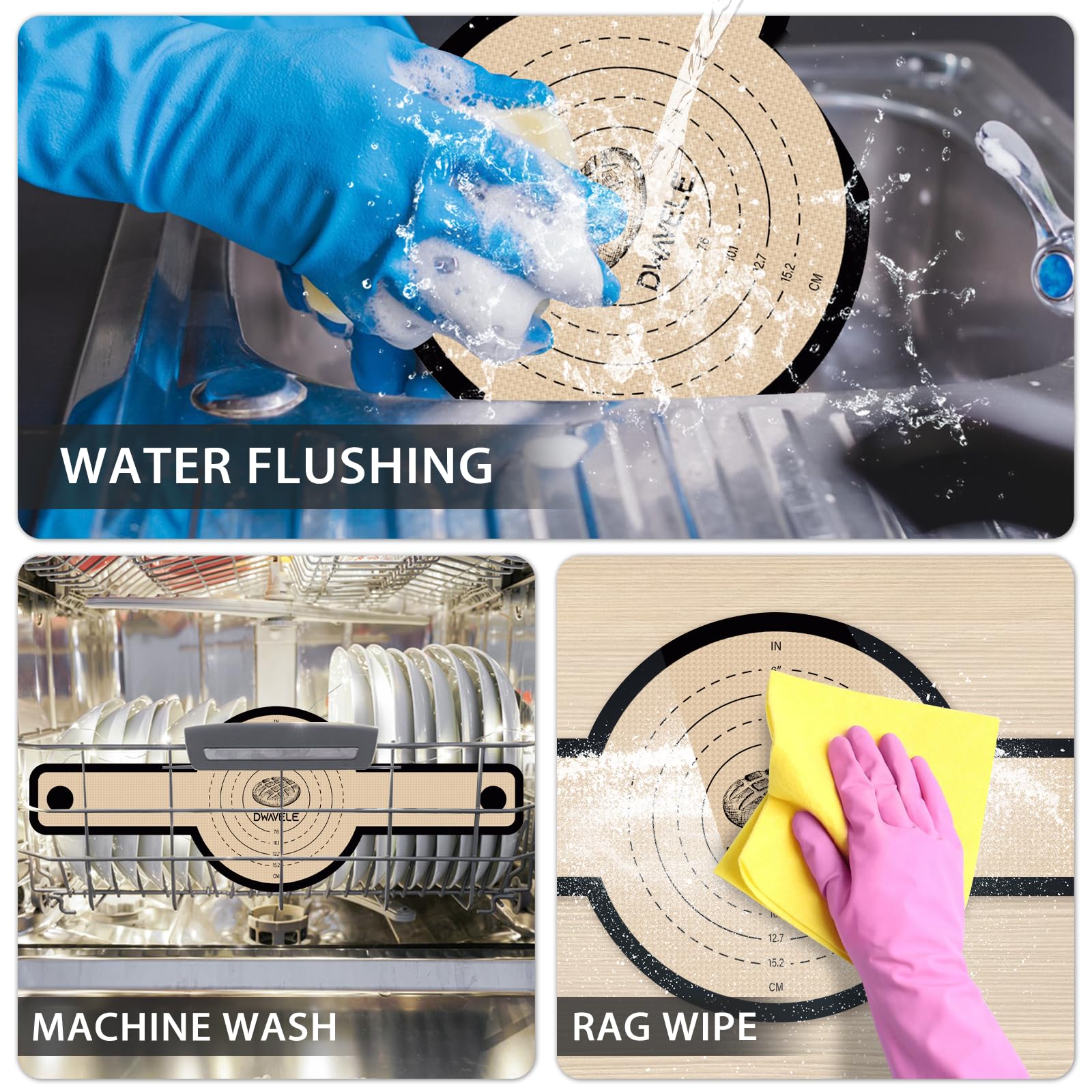 Dwavele baking mat set demonstrates easy cleaning after use.