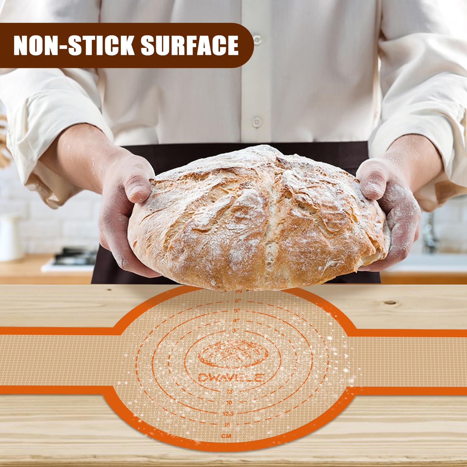 Dwavele bread sling, round orange, simplifies bread handling and prevents burns.
