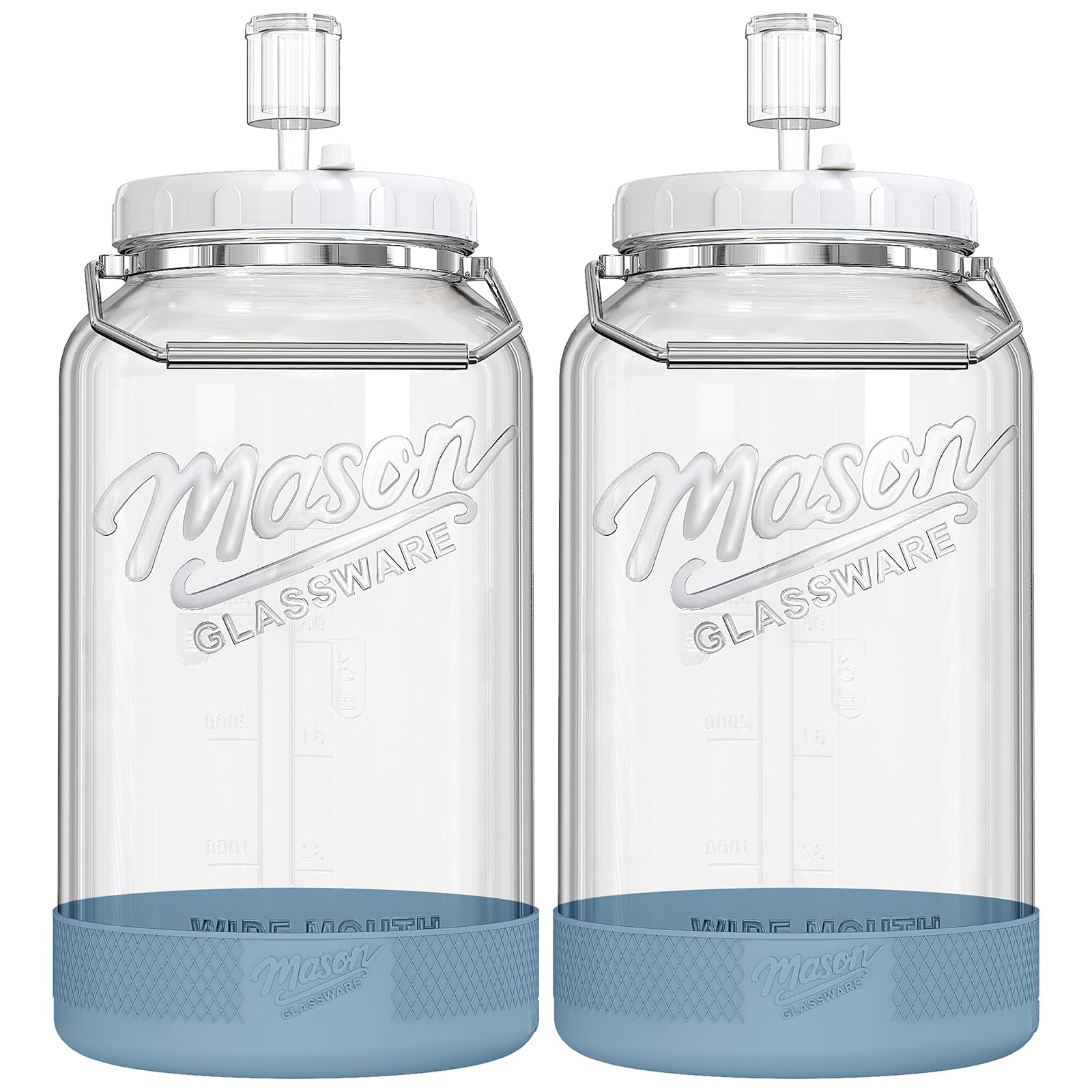Dwbligt 2-pack 1.5 gallon fermentation jars with wide mouth for easy loading.