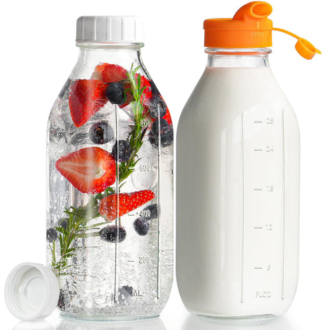 Dwbligt 32oz glass bottle with silicone dispenser cap for mess-free pouring