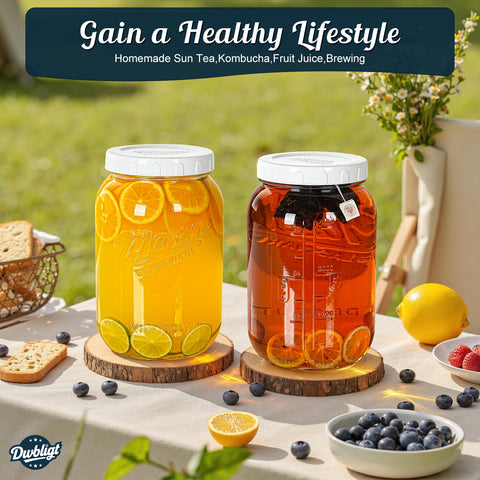 Dwbligt clear glass stores dry goods like flour or rice.