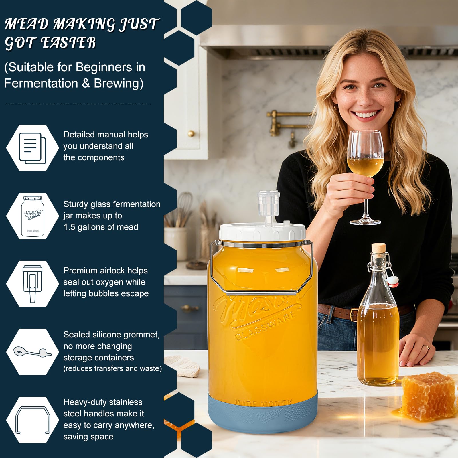 Dwbligt food-grade BPA-free glass suits pickling and storage.