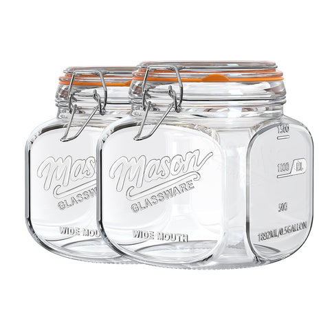 Dwbligt half-gallon mason jar with hinged lid for airtight food storage.