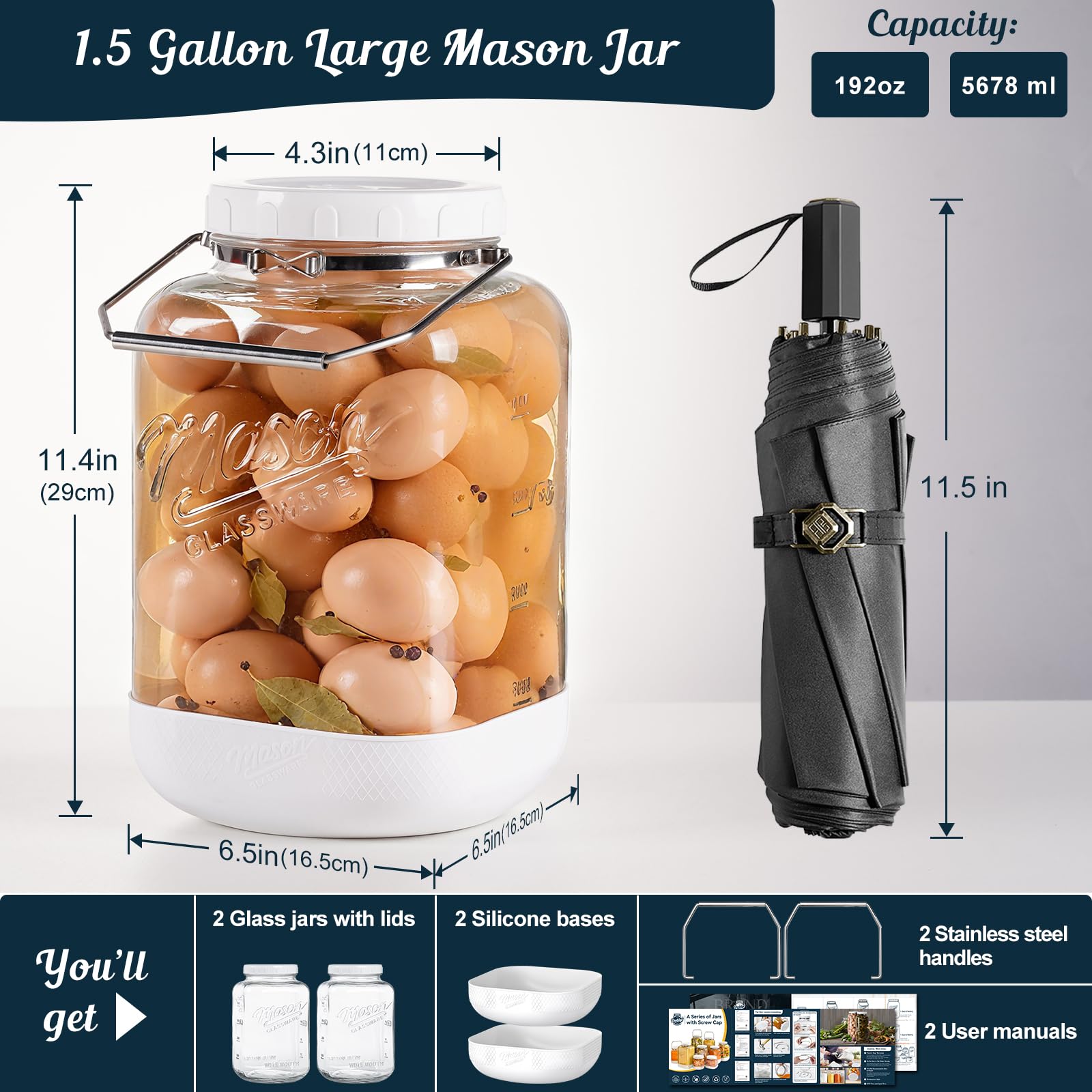 Dwbligt jar with heavy-duty handle for easy transport.