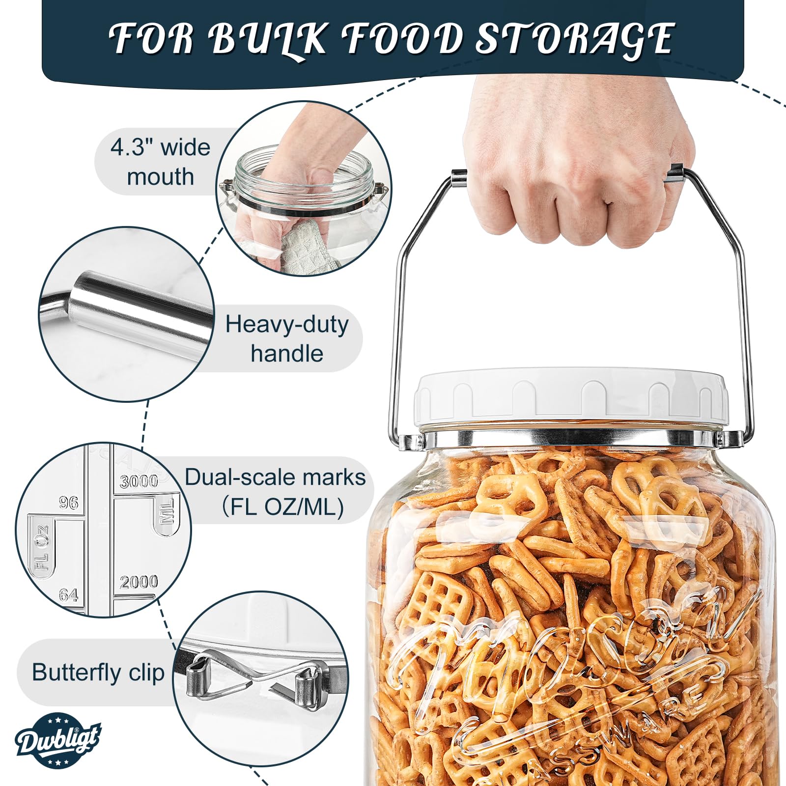 Dwbligt large-capacity jars fit beer, cider, kimchi, or sauerkraut batches.