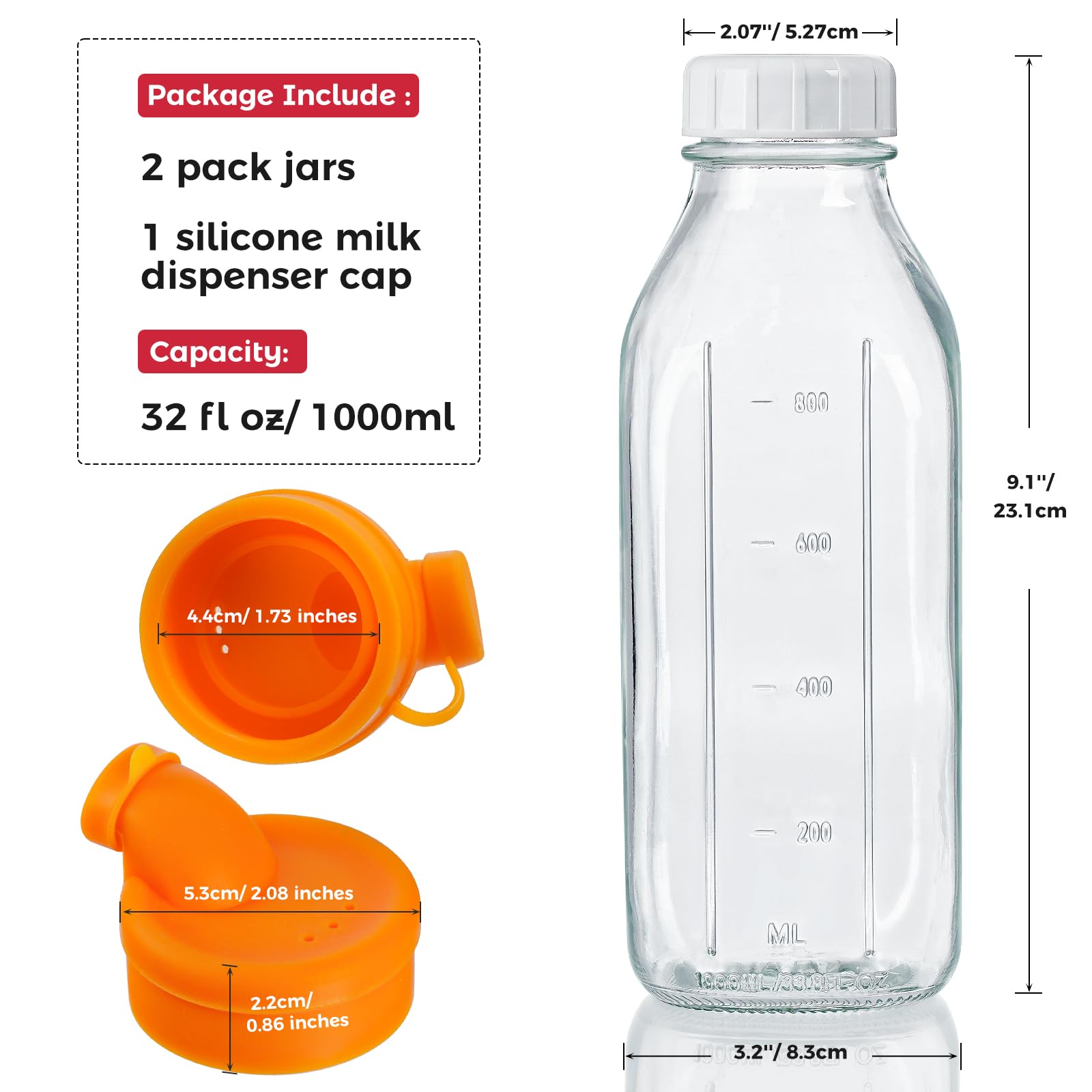 Dwbligt measurement marks show ml and oz for easy portioning