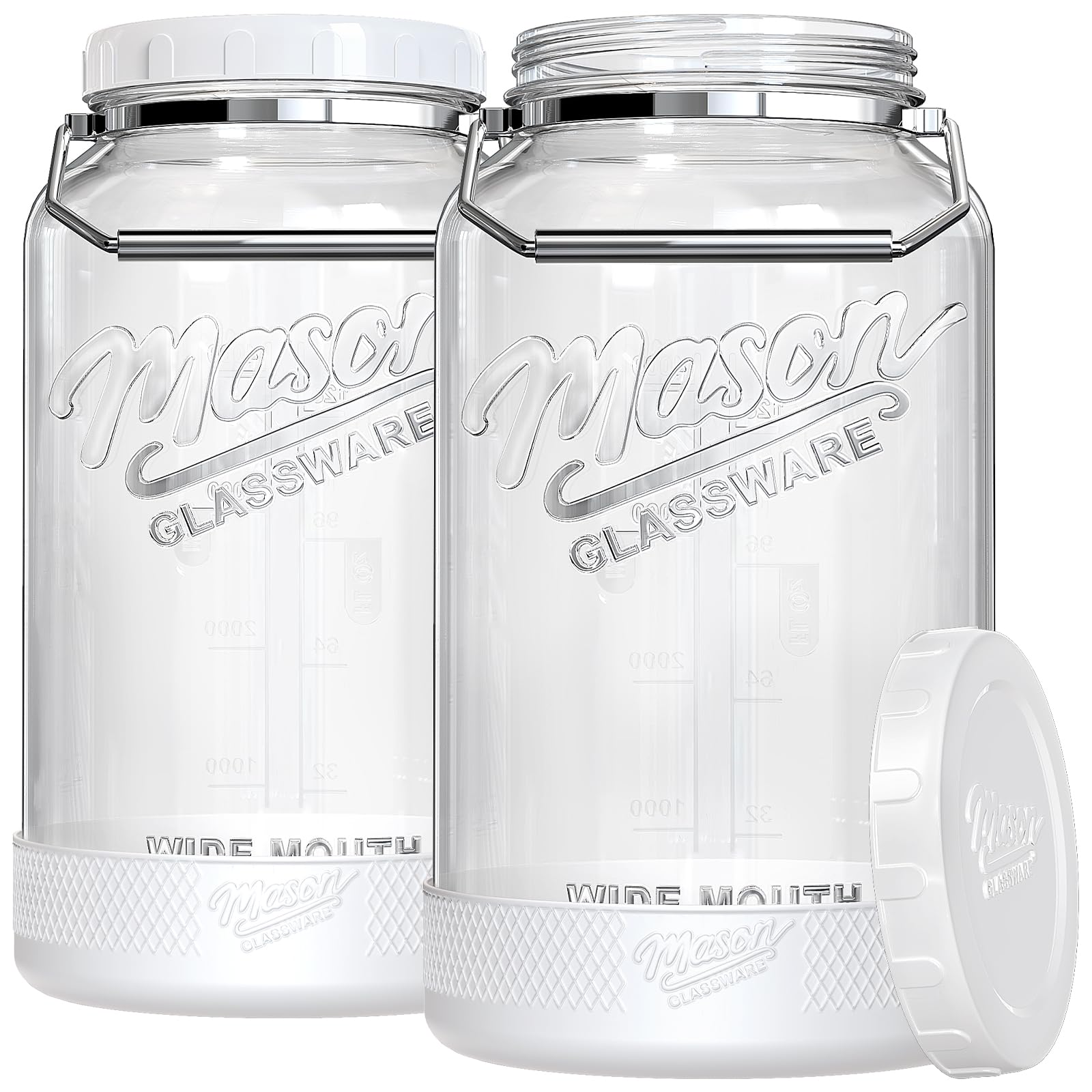 Dwbligt one and a half gallon jar with wide mouth for easy filling and cleaning.