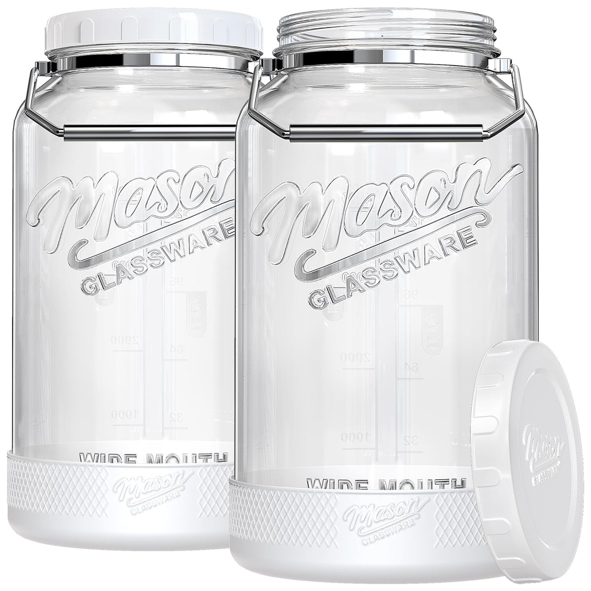 Dwbligt one and a half gallon jar with wide mouth for easy filling and cleaning.